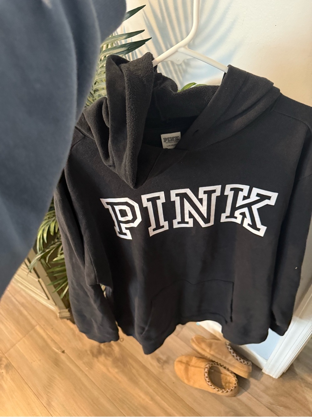 PINK Victoria's Secret Black Hoodie with White Logo